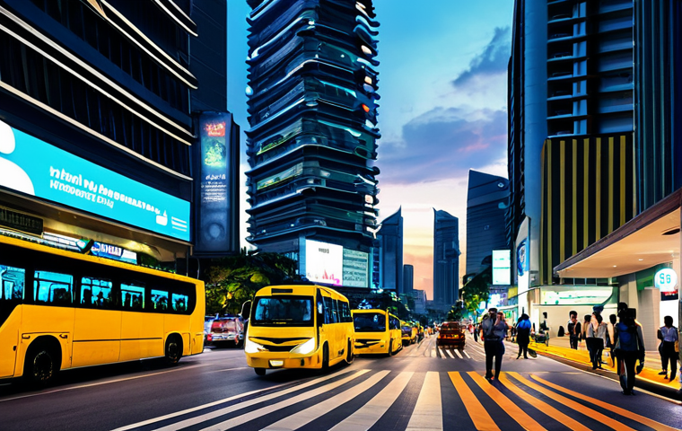 Smart City Management with IoT**

"A bustling Kuala Lumpur city street scene, showcasing smart sensors integrated into streetlights and buildings, monitoring air quality and traffic flow. People are going about their daily lives, using smartphones to access city data. Fully clothed, appropriate attire, safe for work, perfect anatomy, natural proportions, professional digital art, high quality, vibrant colors, family-friendly."

**